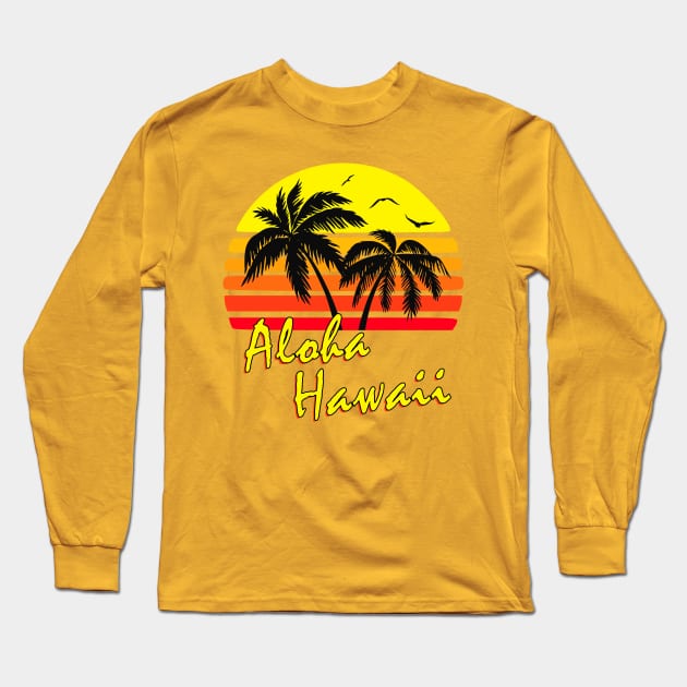 Aloha Hawaii Retro Sunset Long Sleeve T-Shirt by Nerd_art